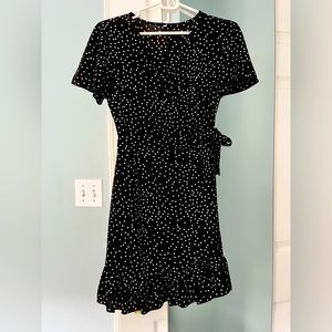 Black & White Polkadot Wrap Dress
